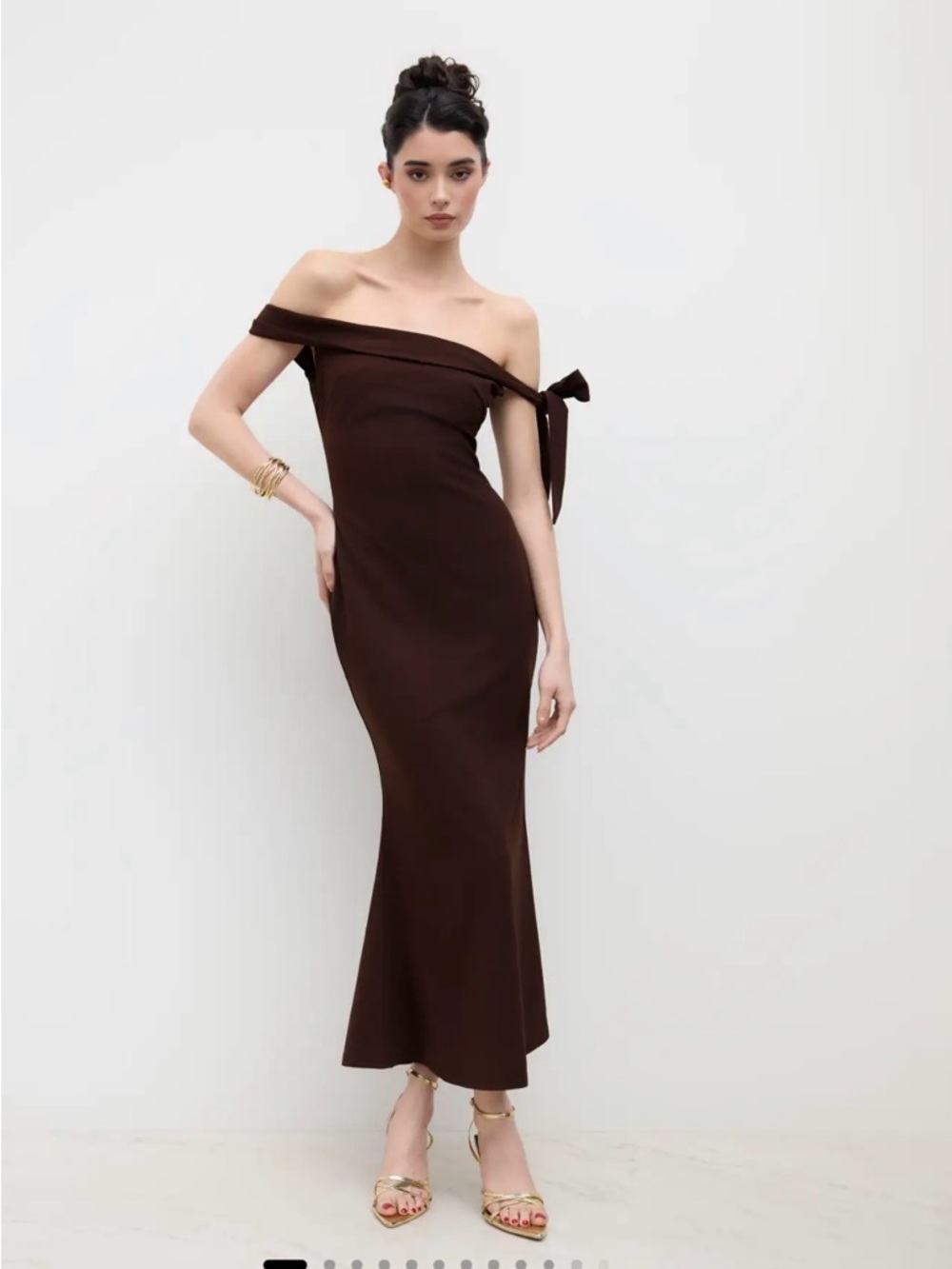 Cider One-Shoulder Brown Gown with Side Tie